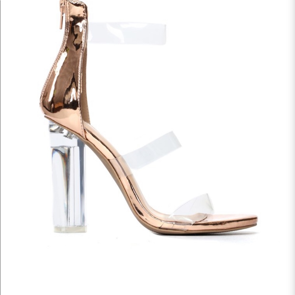 3 strap clear heel